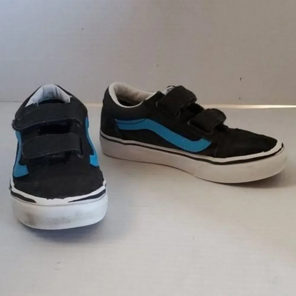 Vans SNEAKERS Kids Shoes Old Skool V Skate Black Blue KIDS YOUTH 13